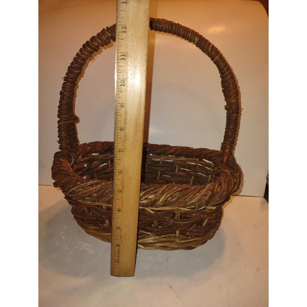 Rustic Woven Twig Large Basket Country Vine Farmhouse Decor Gift Basket 12x9x14